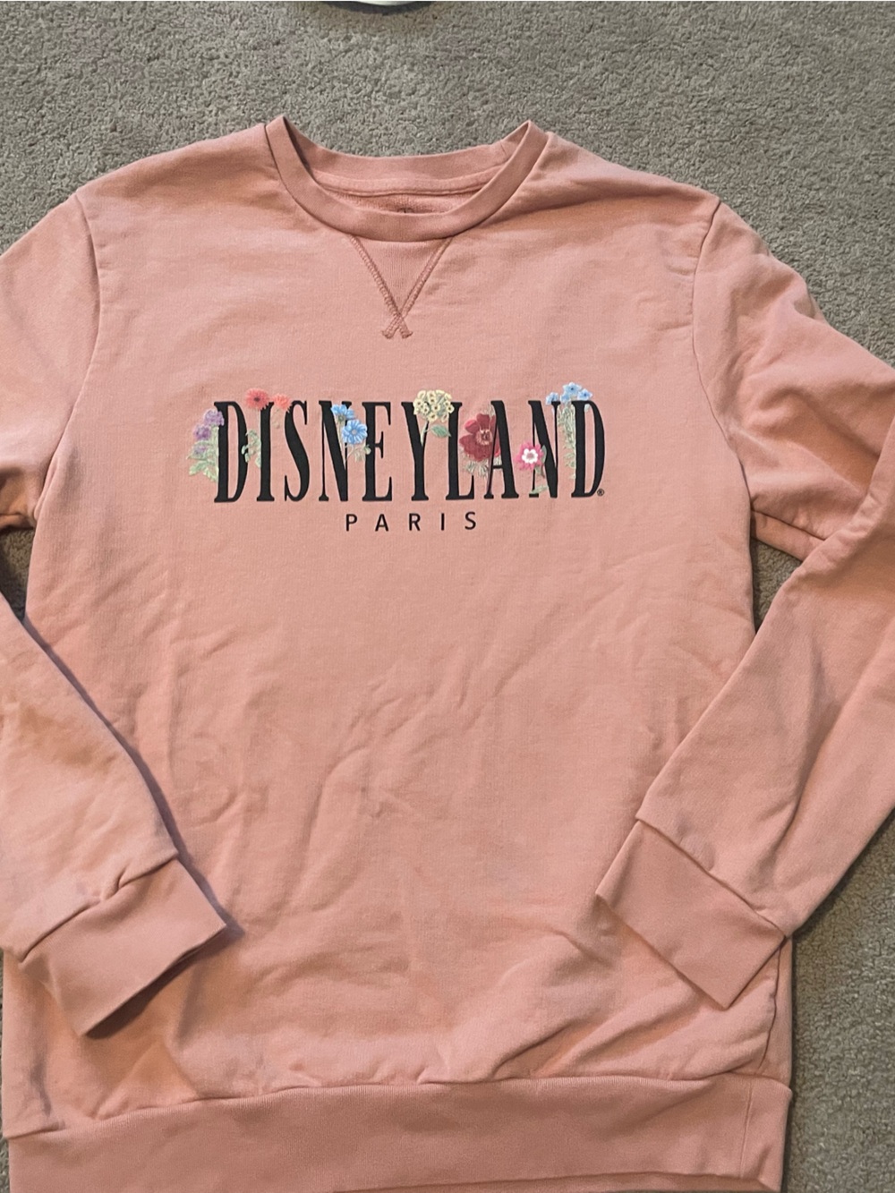 Dusty Pink  Coral Disneyland Paris Floral Logo Sweatshirt
